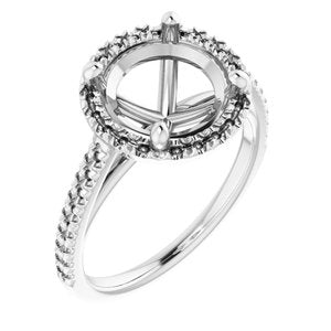 14K White Gold 9.4 mm Round French-Set Engagement Ring Mounting