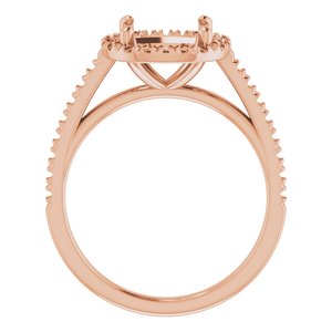 18K Rose Gold 8x8 mm Cushion French-Set Engagement Ring Mounting