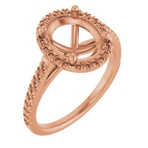 18K Rose Gold 10x8 mm Oval French-Set Engagement Ring Mounting