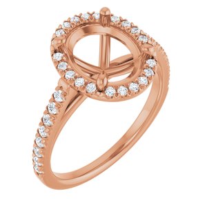 14K Rose Gold 10 x 8 mm Oval 1/4 CTW Natural Diamond French-Set Engagement Ring