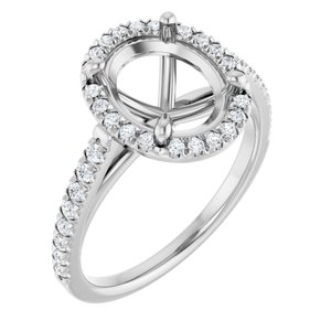 14K White Gold 10 x 8 mm Oval 1/4 CTW Natural Diamond French-Set Engagement Ring