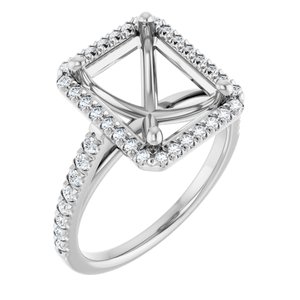14K White Gold 10 x 8 mm Emerald 1/3 CTW Lab-Grown Diamond Semi-Set Engagement Ring