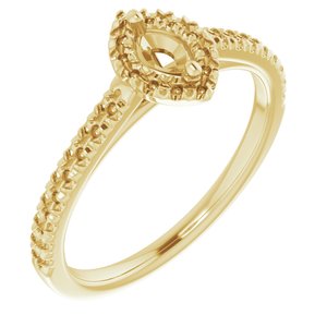 14K Yellow Gold 5x3 mm Marquise French-Set Engagement Ring Mounting