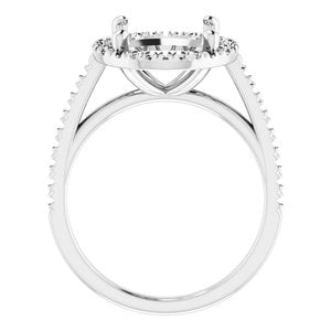 Platinum 12x10 mm Oval French-Set Engagement Ring Mounting