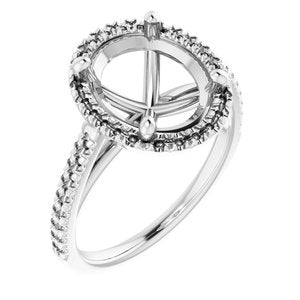 14K White Gold 11x9 mm Oval French-Set Engagement Ring Mounting
