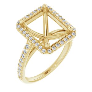 14K Yellow Gold 11 x 9 mm Emerald 1/3 CTW Lab-Grown Diamond Semi-Set Engagement Ring