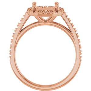 18K Rose Gold 10x8 mm Oval French-Set Engagement Ring Mounting