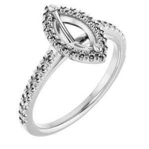 14K White Gold 9x4.5 mm Marquise French-Set Engagement Ring Mounting