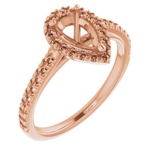 14K Rose Gold 8x5 mm Pear French-Set Engagement Ring Mounting