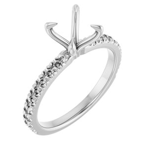 14K White Gold 7 mm Round French-Set Engagement Ring Mounting