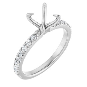 14K White Gold 7 mm Round 1/3 CTW Natural Diamond Semi-Set French-Set Engagement Ring