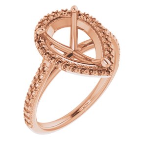 14K Rose Gold 12x8 mm Pear French-Set Engagement Ring Mounting