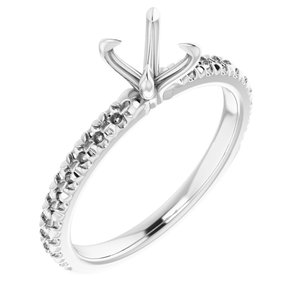 14K White Gold 5.5 mm Round French-Set Engagement Ring Mounting