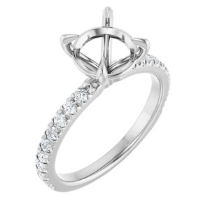 14K White Gold 8 mm Round 1/3 CTW Lab-Grown Diamond Semi-Set French-Set Engagement Ring