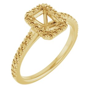 14K Yellow Gold 6x4 mm Emerald French-Set Engagement Ring Mounting