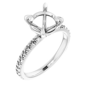 14K White Gold 8.8 mm Round French-Set Engagement Ring Mounting