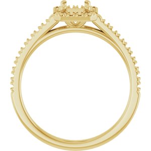 14K Yellow Gold 6x4 mm Emerald French-Set Engagement Ring Mounting