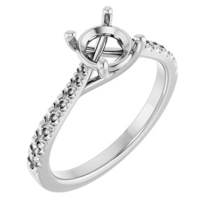 14K White Gold 6.5 mm Round French-Set French Set Engagement Ring Mounting