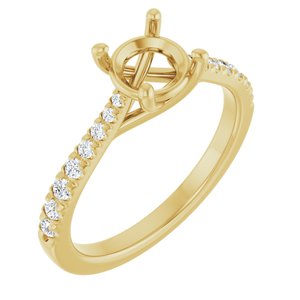 14K Yellow Gold 6.5 mm Round 1/5 CTW Lab-Grown Diamond Semi-Set French Set Engagement Ring
