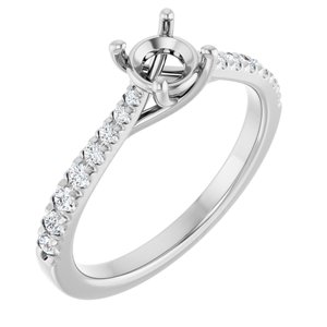 14K White Gold 5.2 mm Round 1/6 CTW Natural Diamond Semi-Set Engagement Ring