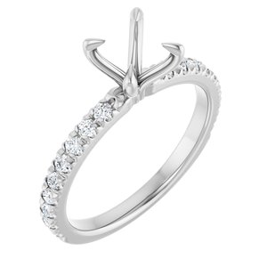14K White Gold 6.5 mm Round 1/3 CTW Lab-Grown Diamond Semi-Set French-Set Engagement Ring
