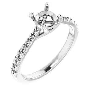 14K White Gold 6 mm Round French-Set Engagement Ring Mounting