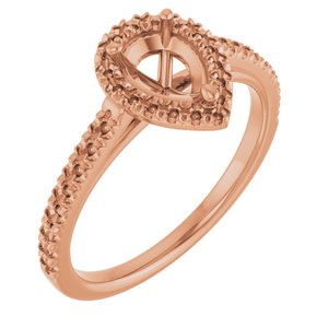14K Rose Gold 7x5 mm Pear French-Set Engagement Ring Mounting