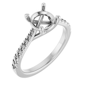 14K White Gold 7.4 mm Round French-Set Engagement Ring Mounting