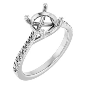 14K White Gold 8.2 mm Round French-Set Engagement Ring Mounting