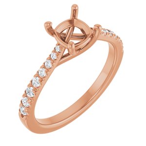 14K Rose Gold 6x6 mm Cushion 1/5 CTW Natural Diamond Semi-Set Engagement Ring