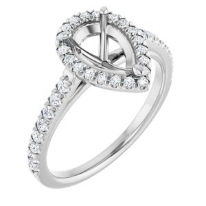 14K White Gold 9 x 6 mm Pear 1/4 CTW Lab-Grown Diamond Semi-Set Engagement Ring
