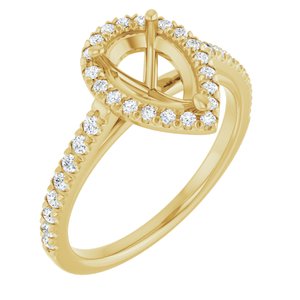 14K Yellow Gold 9 x 6 mm Pear 1/4 CTW Lab-Grown Diamond Semi-Set Engagement Ring