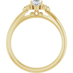 14K Yellow Gold 6x4 mm Oval .03 CTW Natural Diamond Semi-Set Engagement Ring 