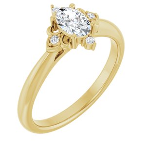 14K Yellow Gold 6x4 mm Oval .03 CTW Natural Diamond Semi-Set Engagement Ring 