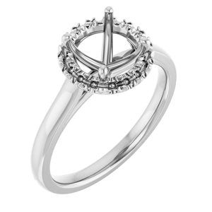 14K White Gold 7.4 mm Round 1/8 CTW Lab-Grown Diamond Semi-Set Engagement Ring