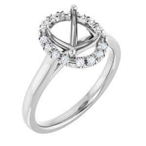 14K White Gold 9 x 7 mm Oval 1/8 CTW Lab-Grown Diamond Semi-Set Engagement Ring
