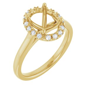 14K Yellow Gold 9 x 7 mm Oval 1/8 CTW Lab-Grown Diamond Semi-Set Engagement Ring