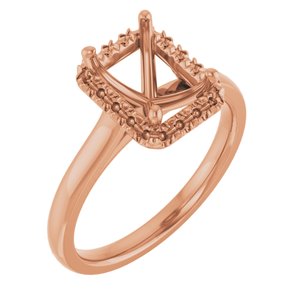 10K Rose Gold 8x6 mm Emerald French-Set Engagement Ring Mounting