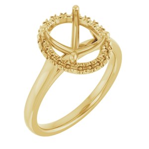 18K Yellow Gold 10x8 mm Oval French-Set Engagement Ring Mounting
