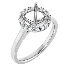 14K White Gold 8 mm Round 1/8 CTW Lab-Grown Diamond Semi-Set Engagement Ring