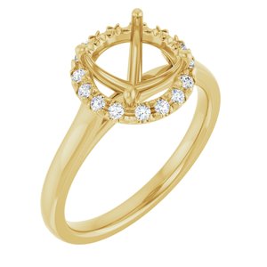14K Yellow Gold 8 mm Round 1/8 CTW Lab-Grown Diamond Semi-Set Engagement Ring
