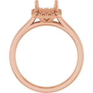 10K Rose Gold 8x6 mm Emerald French-Set Engagement Ring Mounting