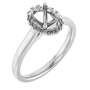 14K White Gold 7x5 mm Oval French-Set Engagement Ring Mounting