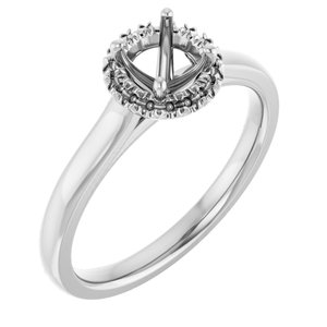 14K White Gold 5.2 mm Round French-Set Engagement Ring Mounting