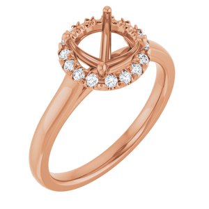 14K Rose Gold 7 mm Round 1/8 CTW Natural Diamond Semi-Set Engagement Ring