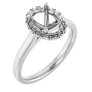 14K White Gold 8x6 mm Oval French-Set Engagement Ring Mounting