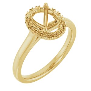 18K Yellow Gold 8x6 mm Oval French-Set Engagement Ring Mounting