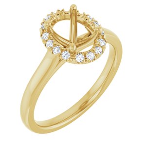 14K Yellow Gold 8 x 6 mm Oval 1/8 CTW Lab-Grown Diamond Semi-Set Engagement Ring
