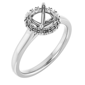 14K White Gold 6.5 mm Round French-Set Engagement Ring Mounting