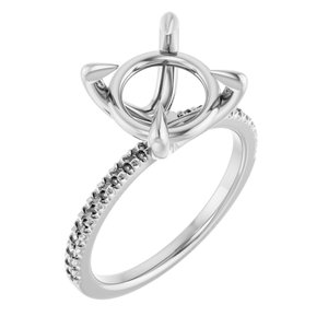 14K White Gold 10 mm Round French-Set Engagement Ring Mounting